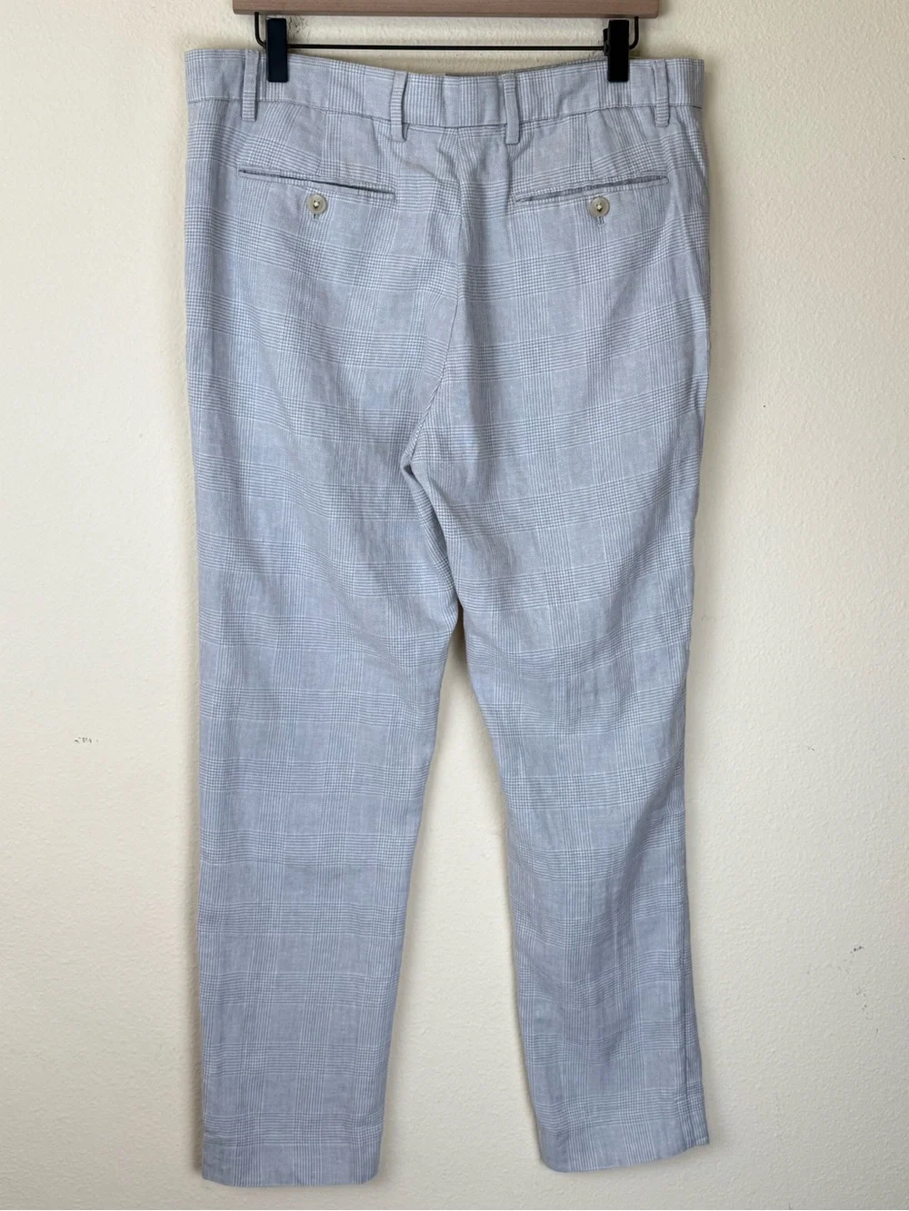 Banana Republic Men TAILORED-FIT LINEN-BLEND GLEN PLAID SUIT TROUSER size 34x29